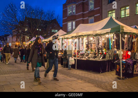 christmas shoppers in Canterbury Stock Photo, Royalty Free Image