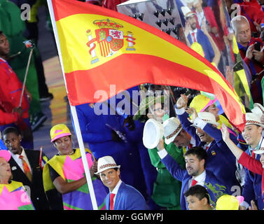 Rafael Nadal Carries The Flag Of Spain During The Opening Ceremony For