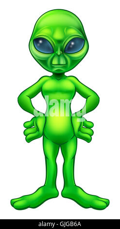 A friendly green cartoon alien extraterrestrial character Stock Photo