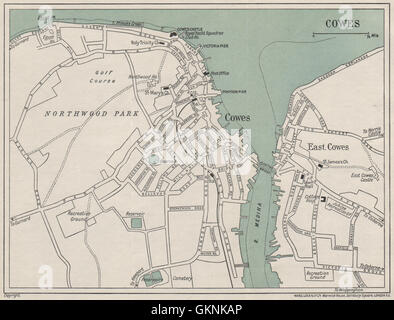 COWES Vintage Town City Plan Isle Of Wight WARD LOCK 1939 Vintage