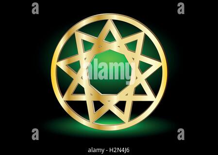 Icon Of Bahai Nine Pointed Star Symbol Bahaism Religion Sign Stock