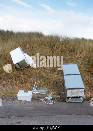 Fly Tipping Domestic Freezer And Refrigerator And Other Household