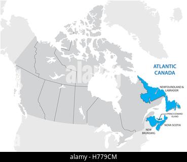 Survey map of the four Canadian Atlantic States, Atlantic canada Stock