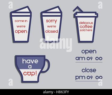 Vector Illustration Coffee Signs Open And Closed Elements Rv Park Campground Retro Vintage Vector Illustration Coffee Signs Open And Closed Elements Rv Park Campground Retro Vintage