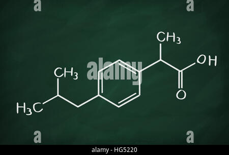 Ibuprofen Formula And Molecular Structure Drug To Treat Pain Fever