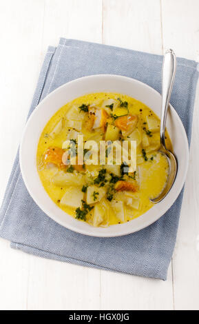 Spicy Smoked Haddock Chowder Stock Photo Alamy