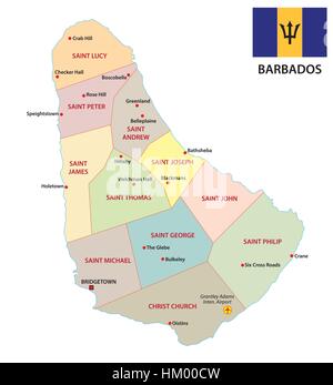 Vector Map Barbados And Bridgetown Country And Capital Isolated Vector Illustration Black On