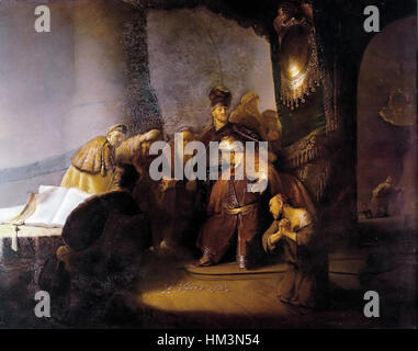 Judas Returning The Thirty Pieces Of Silver By Rembrandt Stock Photo