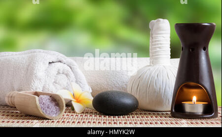 Spa Still Life With Herbal Thai Ball And Stone Stock Photo Alamy