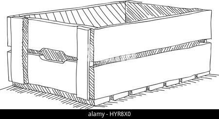 Sketch Hand Drawing Vector Wooden Box Illustration Sketch Hand Drawing Vector Wooden Box Illustration