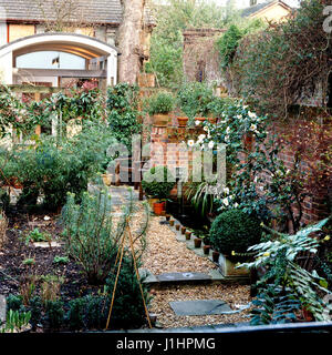 A Walled Wall Walls Courtyard Garden With Wooden Fence Fenced And