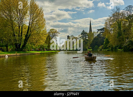 Tourists in a rowing boat on The Mere, Ellesmere (known as ...