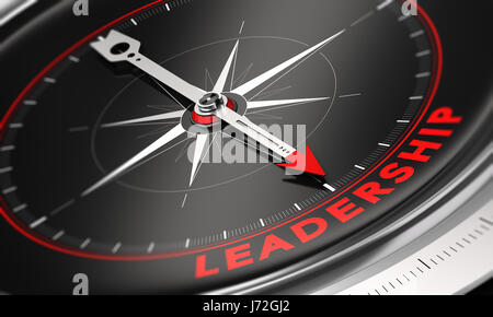 Compass With Needle Pointing The Word Leadership With Blur Effect Plus