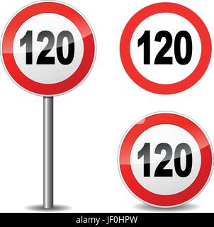 Traffic Sign A Hundred And Twenty Miles Or Kilometers Per Hour