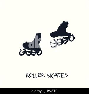 Illustration Of A Hand Drawn Roller Skates Isolated On White Background