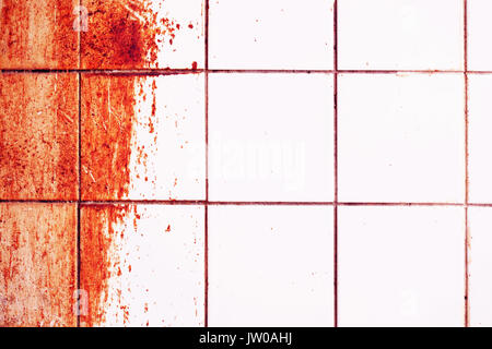 Red Blood Splash On Tile Floor Stock Photo Alamy