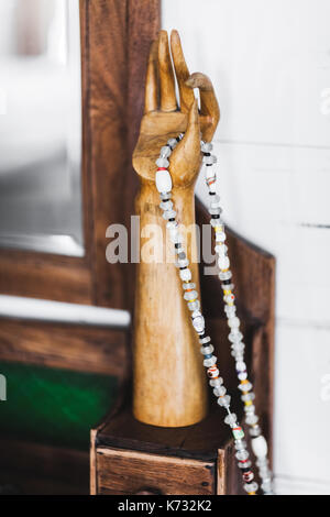 Wooden Colored Beads Hanging In The Gift Shop Stock Photo Alamy