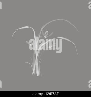 Beautiful Simple Floral Japanese Zen Ink Painting Artwork Design Of Flowers Wild Orchids With Leaves Beautiful Simple Floral Japanese Zen Ink Painting Artwork Design Of Flowers Wild Orchids With Leaves