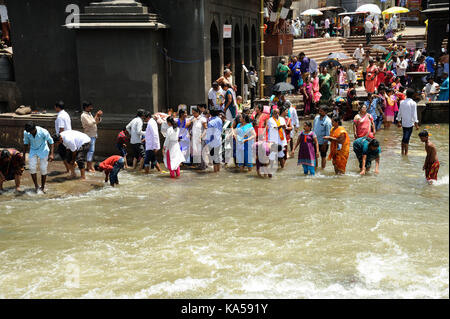 Crowd Of Hindu Devotees For Taking Holy Dip In Kumbha Mela At Nashik Panchavati In Godavari