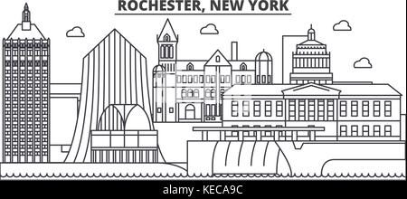 Rochester Usa Skyline And Landmarks Silhouette Black And White Design