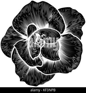 Roses Woodcut Vintage Style Flower Corner Design Stock Vector Image