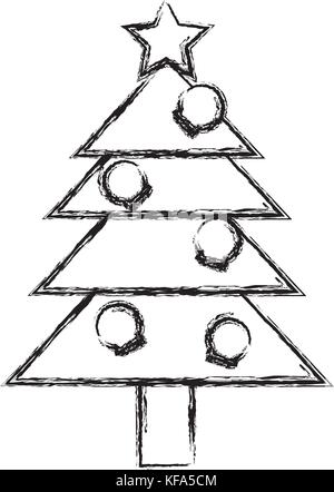 flat line uncolored christmas ball over white background vector Stock