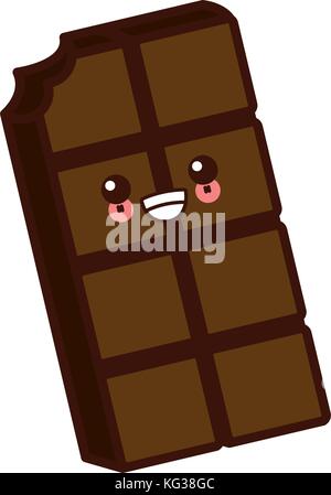 Sweet Chocolate Bar Kawaii Cute Cartoon Icon Vector Illustration