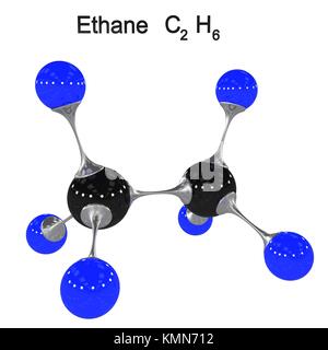 3d Render Of Molecular Structure Of Ethane Isolated Over White