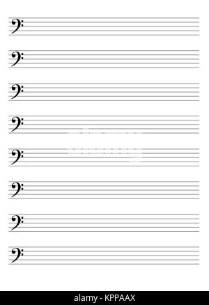 Treble clef and musical staff on blank sheet music with artistic Stock