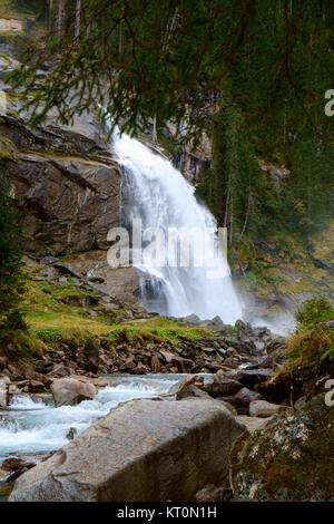 Beautiful Krimml Waterfall In Autumn Hohe Tauern National Park Austria