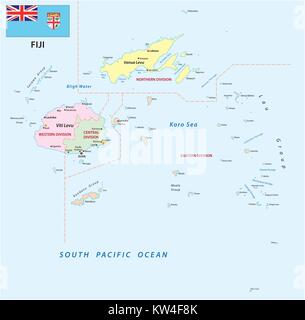 Vanua Levu Island Melanesia Republic Of Fiji Map Vector Illustration