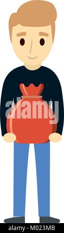 Sitting Caucasian Man Holding Red Mug D Cartoon Character Stock Vector