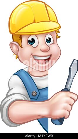 Handyman Cartoon Tools Caretaker Construction Man Stock Vector Image