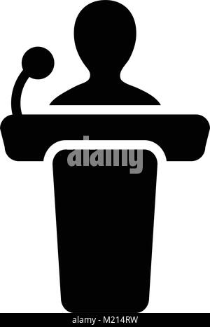 Public Speaking Icon Vector Male Person On Podium For Presentation And