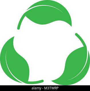 Circular Recycling Symbol Made Of Leaves Isolated On White Background