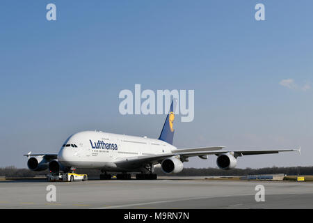 Airbus A Lufthansa With Push Back Truck Munich Airport