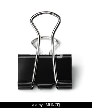 Single Black Binder Clip On A Textured Fabric Surface Commonly Used