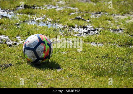 Waterlogged Football Pitch Stock Photo Alamy