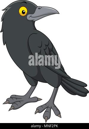 Cute Cartoon Crow Isolated On A White Background Vector Illustration