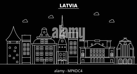 Latvia Editable Outline Map Latvian Red Border Country Name Adjust