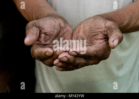 The Poor Old Man S Hands Beg You For Help The Concept Of Hunger Or