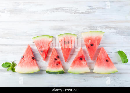 Lined Up Watermelon Pieces Isolated Stock Photo Alamy