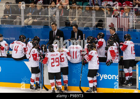 Canadian Head Coach Laura Schuler With Team Canada During The Gold