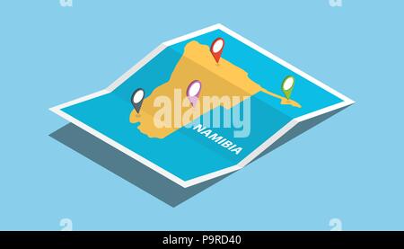 Namibia Map Folded Paper With Namibia Map Vector Illustration Stock