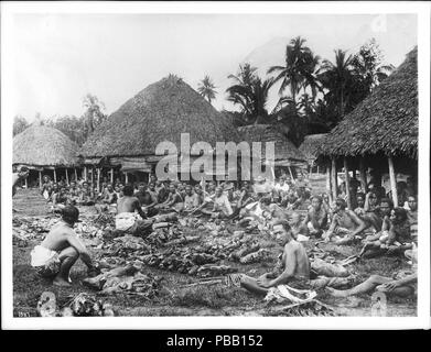 More Than Native Samoans Sitting On The Ground In Their Village