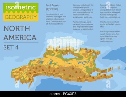 North America Physical Map Elements Build Your Own Geography Info Graphic Collection Vector