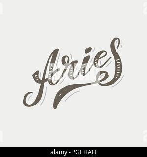 Aries Lettering Calligraphy Brush Text Horoscope Zodiac Sign