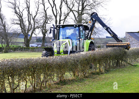 Tractor Hedge Cutting Cutter Uk Stock Photo Alamy