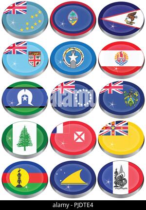 Set Of Australian Oceania Round Flag Icons Stock Vector Image Art