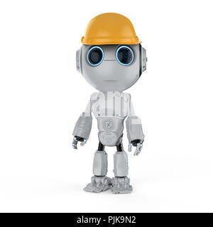 Engineer Robot With D Rendering Cute And Small Artificial Intelligence